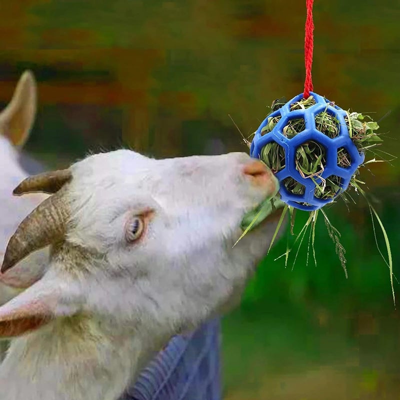 LinaLife 2 Pack 5.5inch Horse Treat Ball Hay Feeder Toy Ball Avoid Boredom Hanging for Goat Sheep Relieve Stress Horse - Image 3
